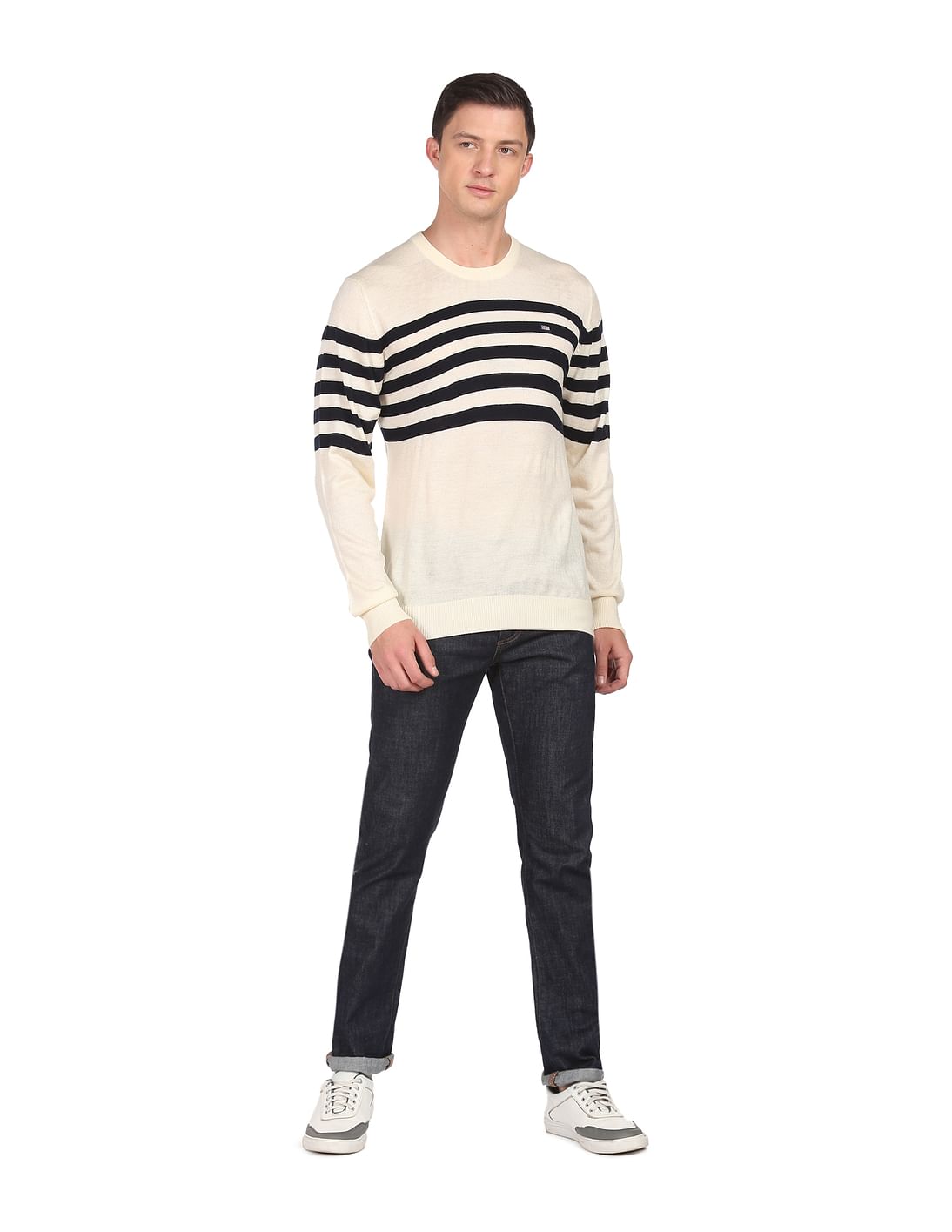 Off white basic style stripe pullover hoodie white online