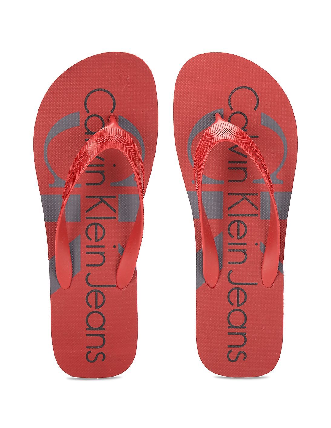 Calvin klein flip flops red hotsell