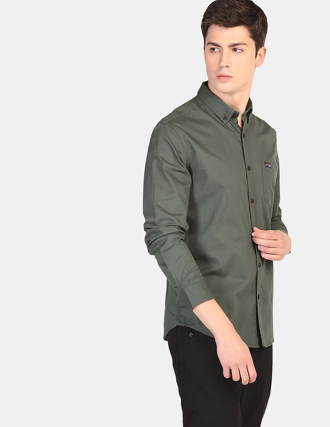 olive button shirt