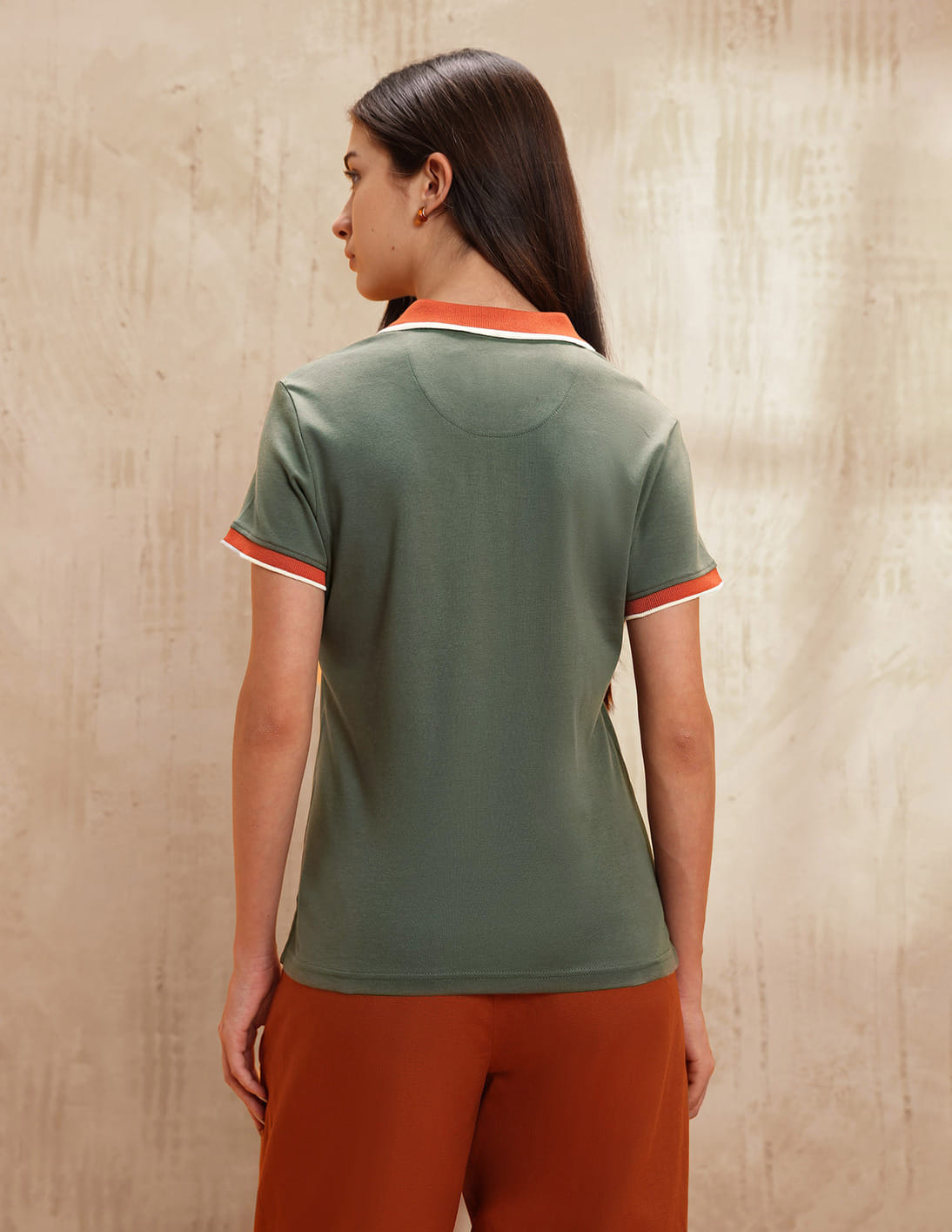 Buy U.S. Polo Assn. Women Polo Collar Cotton Tshirt With Zip