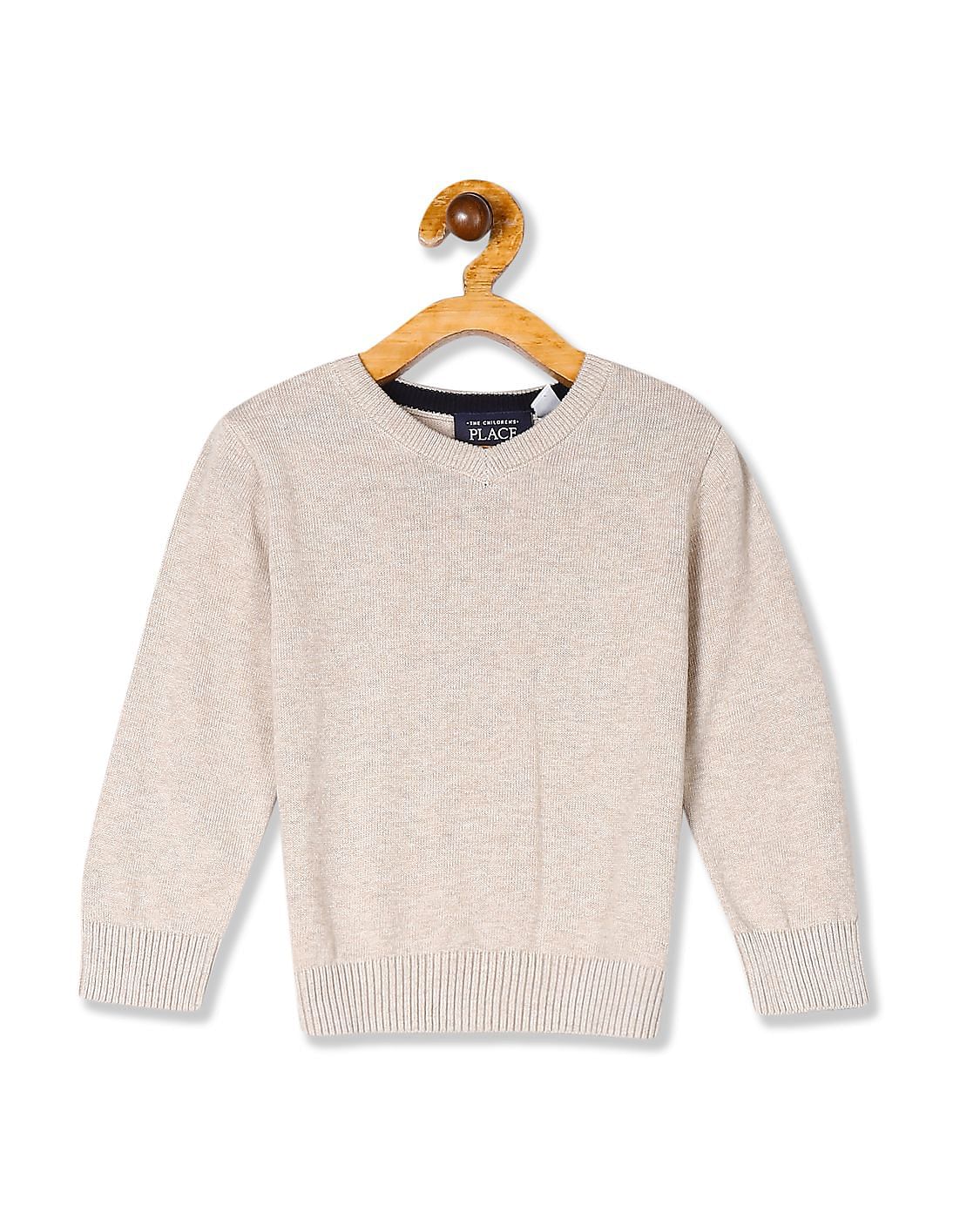 Buy The Children's Place Toddler Boy Beige Solid V-Neck Sweater - NNNOW.com