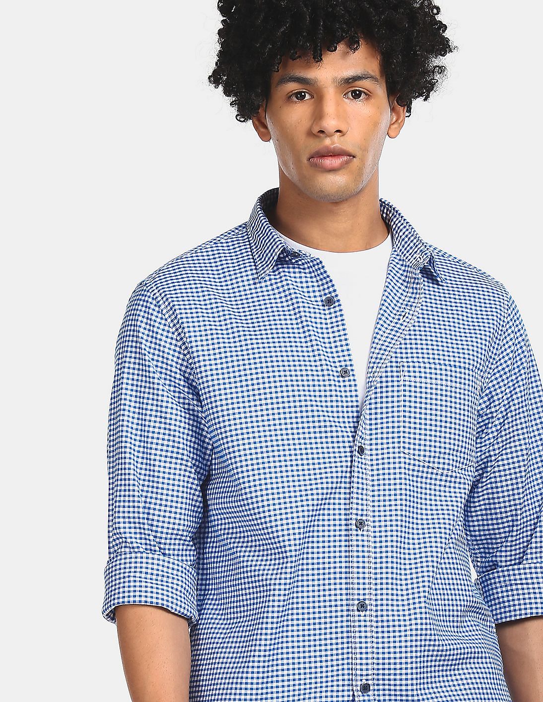 Buy Ruggers Men Blue Spread Collar Check Casual shirt - NNNOW.com