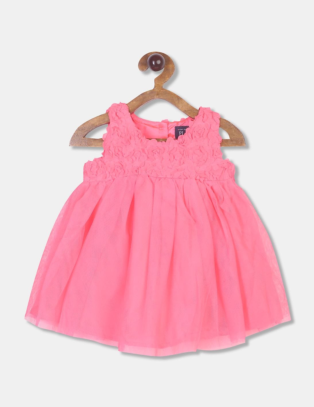Buy The Children's Place Girls Pink Sleeveless Floral Textured Bodice Dress