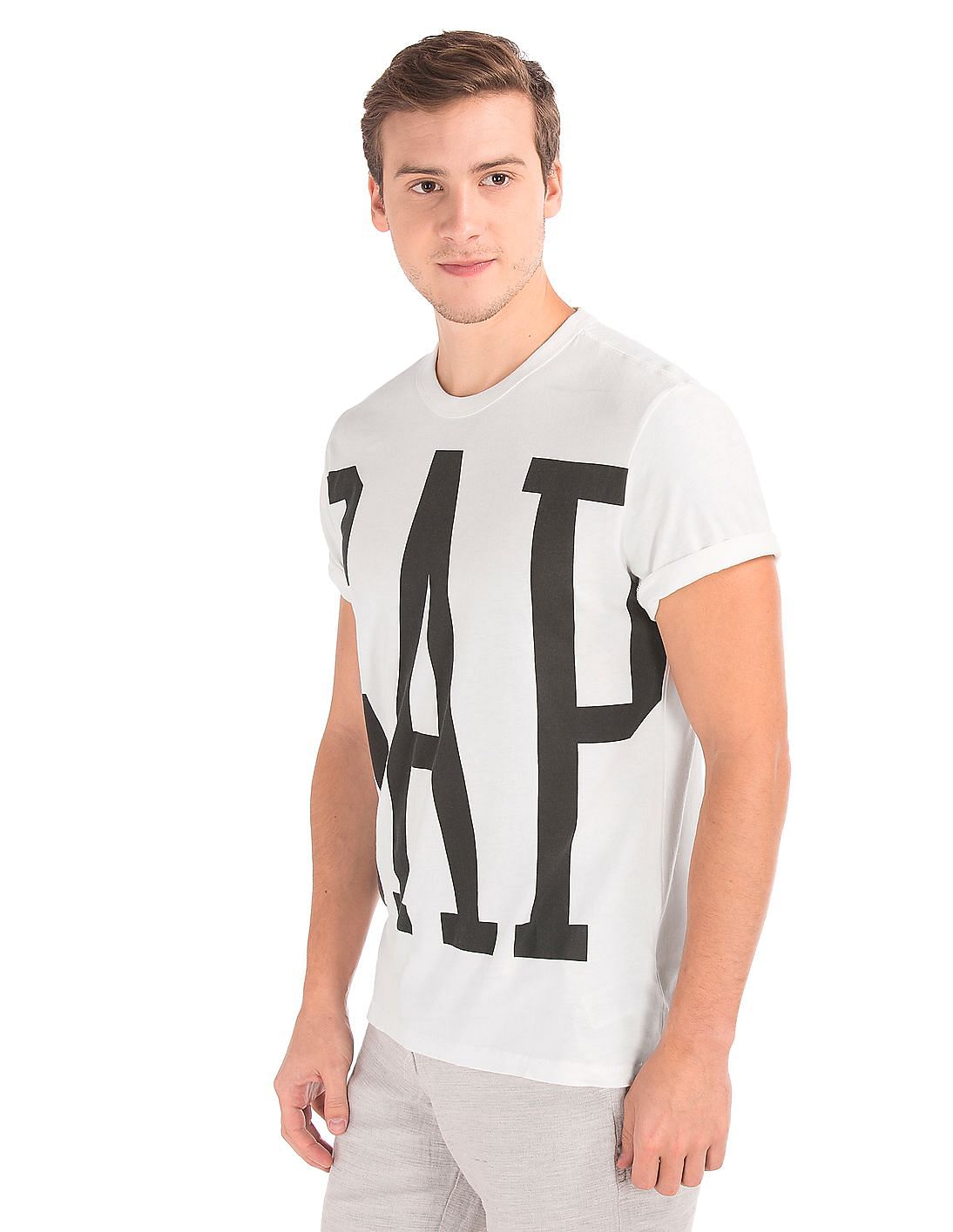 Buy GAP Men Men White Oversized Graphic Crew Neck T-Shirt