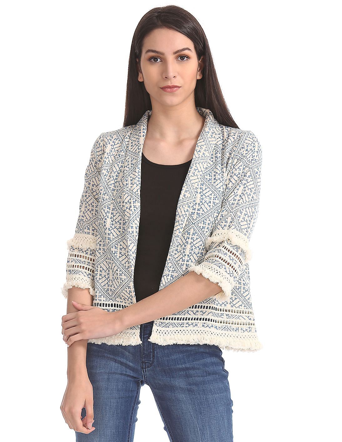 Buy Elle Studio Tassel Trim Printed Shrug - NNNOW.com