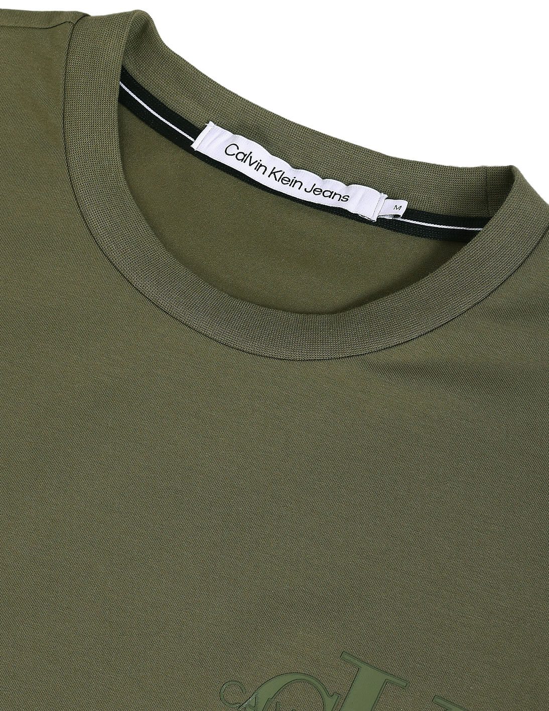 Buy Calvin Klein Men Green Crew Neck Solid Cotton T-Shirt