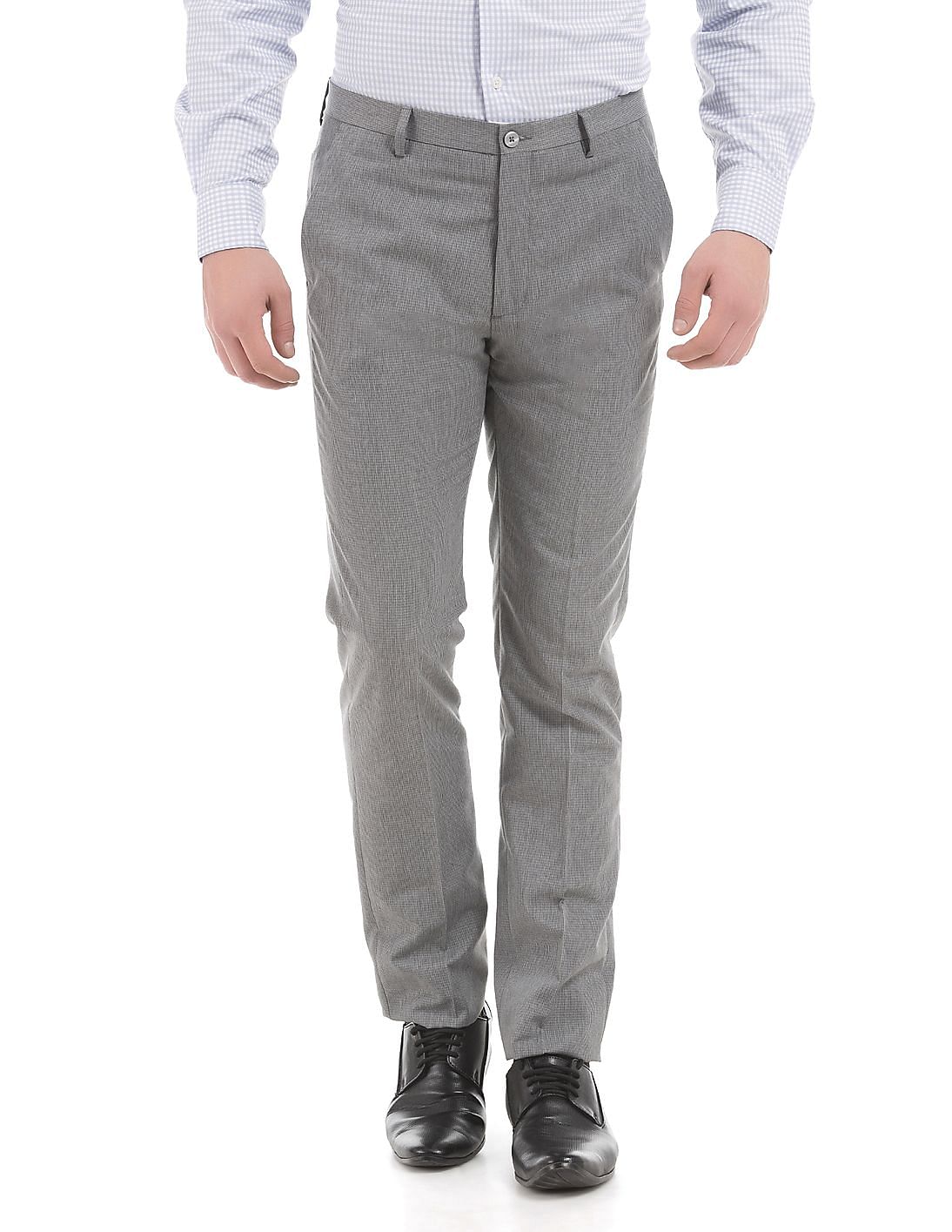 Buy Arrow Newyork Flat Front Tapered Fit Trousers - NNNOW.com