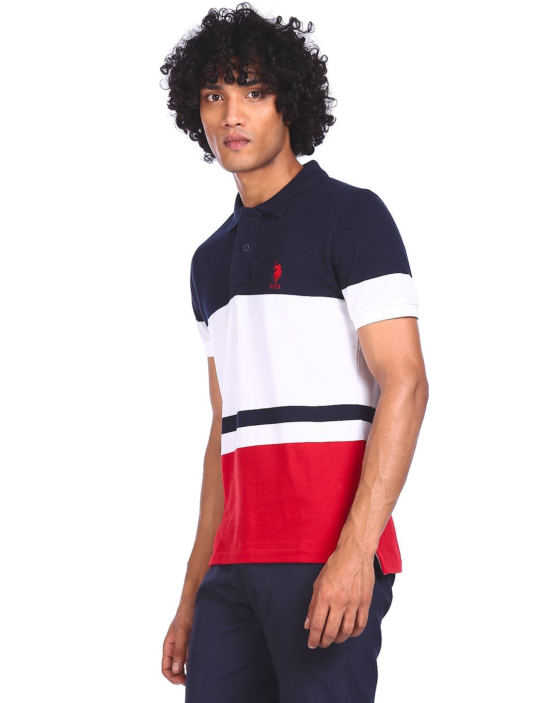 Buy U.S. Polo Assn. Men Multi Colour Ribbed Colour Striped
