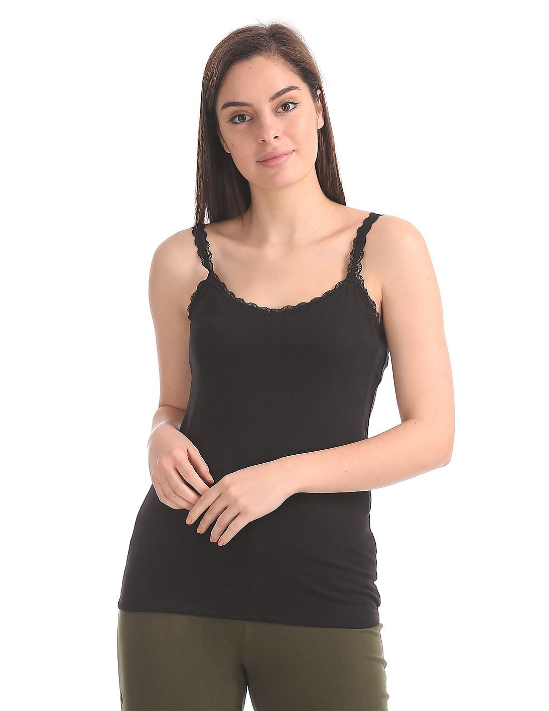 Buy Women Lace Trim Cotton Stretch Camisole online at NNNOW.com