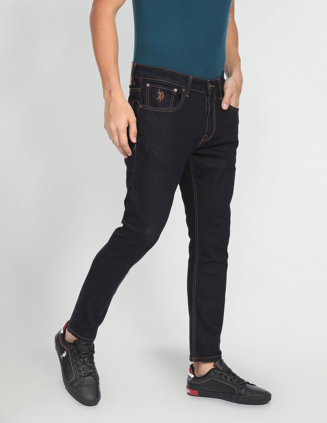 Buy U.S. Polo Assn. Women Blue Belted Waist Capri Jeans - NNNOW.com