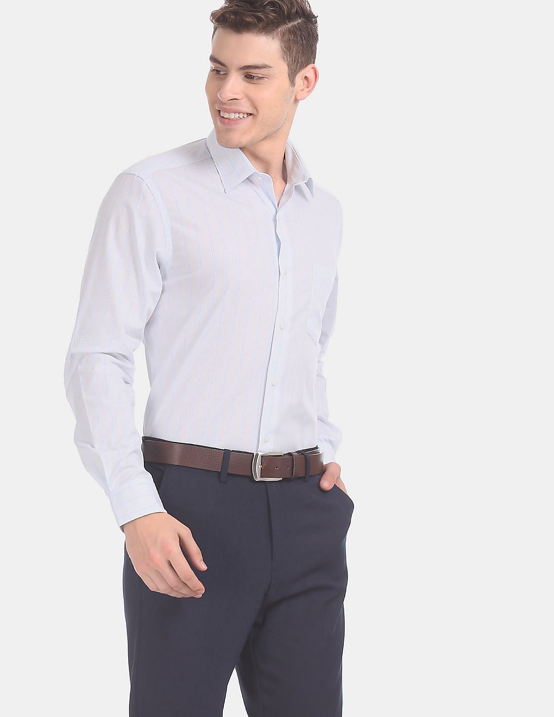 Buy Arrow Slim Fit Striped Formal Shirt - NNNOW.com