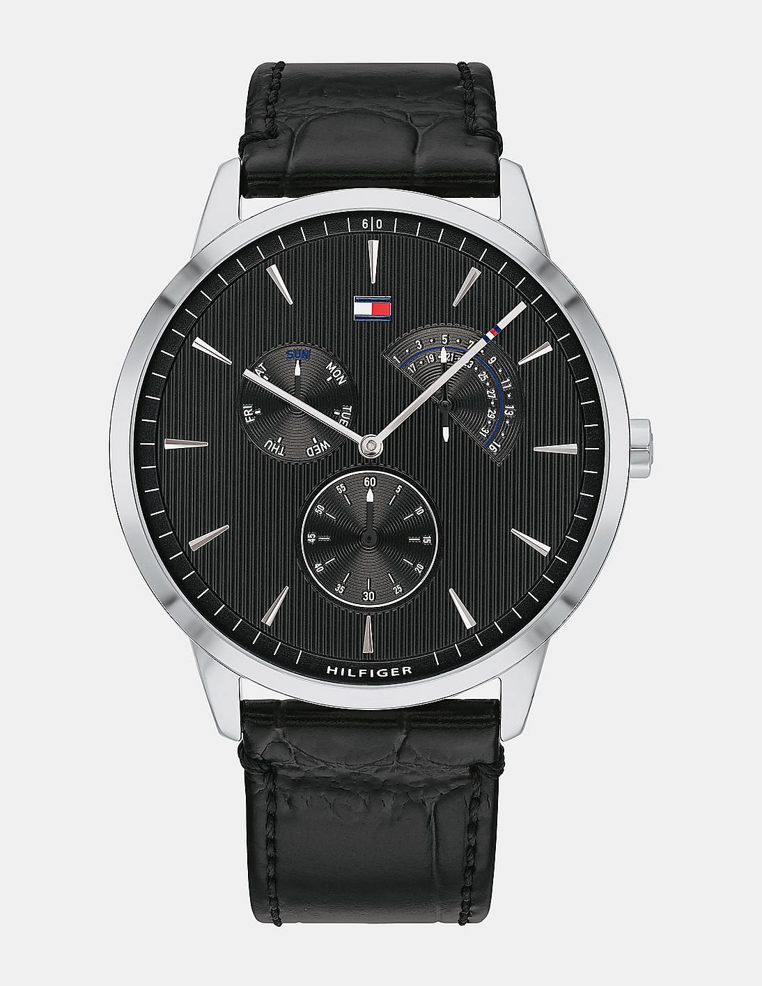 Buy Tommy Hilfiger Men Black Textured Leather Strap Watch - NNNOW.com