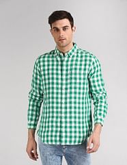 Buy GAP Men Green Check Linen Shirt NNNOW