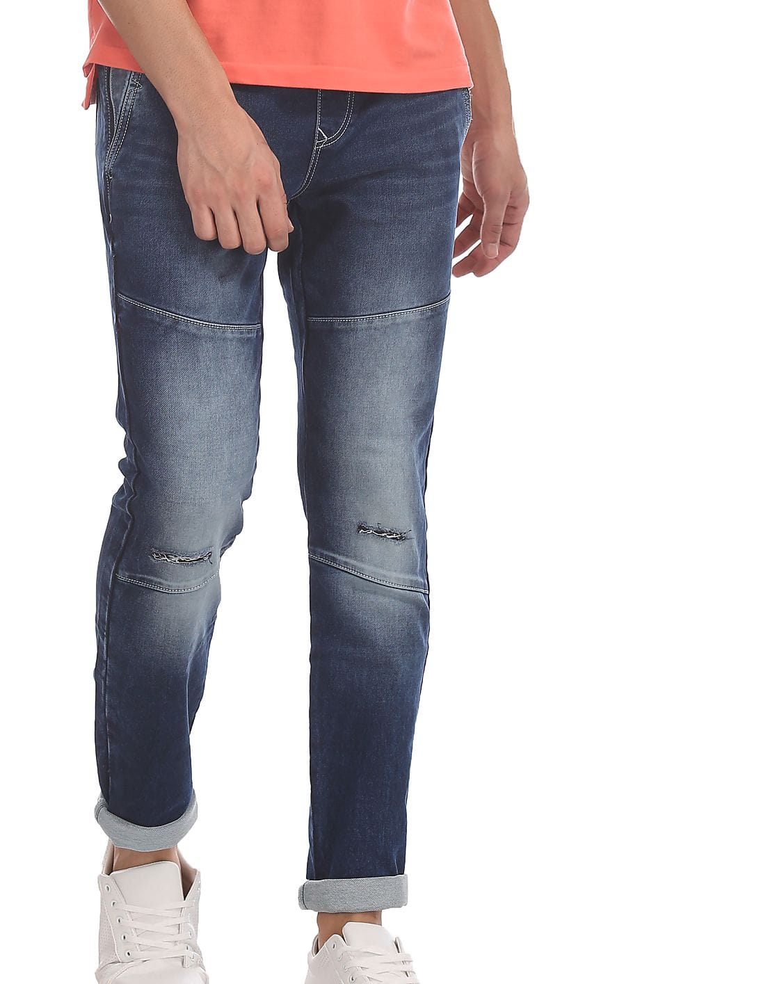 Buy Ruf \u0026 Tuf Men Blue Drawstring Waist 