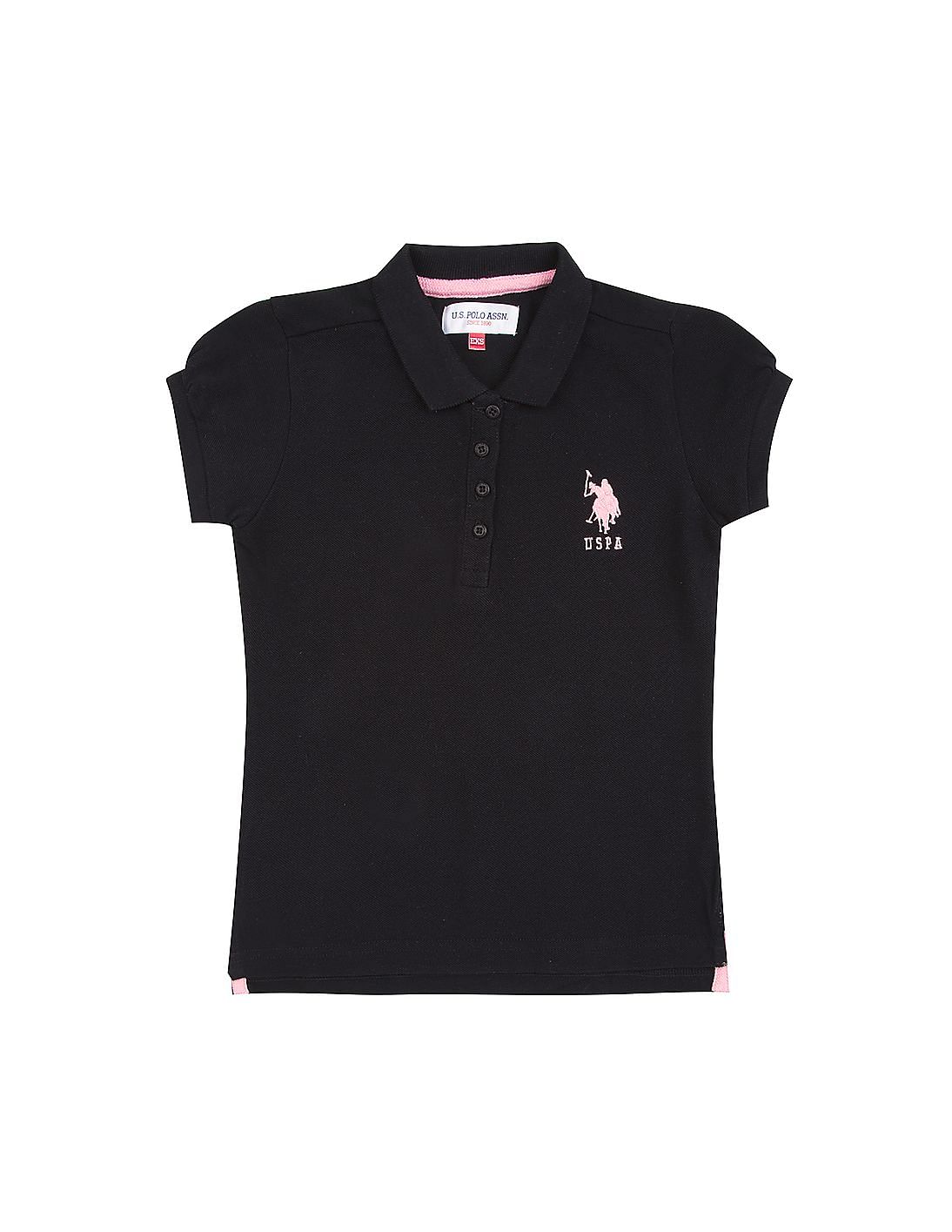 Buy U.S. Polo Assn. Kids Girls Girls Puff Sleeve Pique Polo Shirt ...