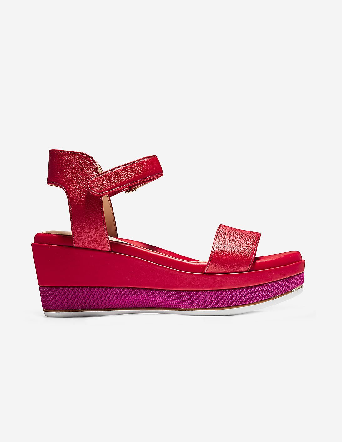 Buy Cole Haan Women Red Grand Ambition Flatform Sandals