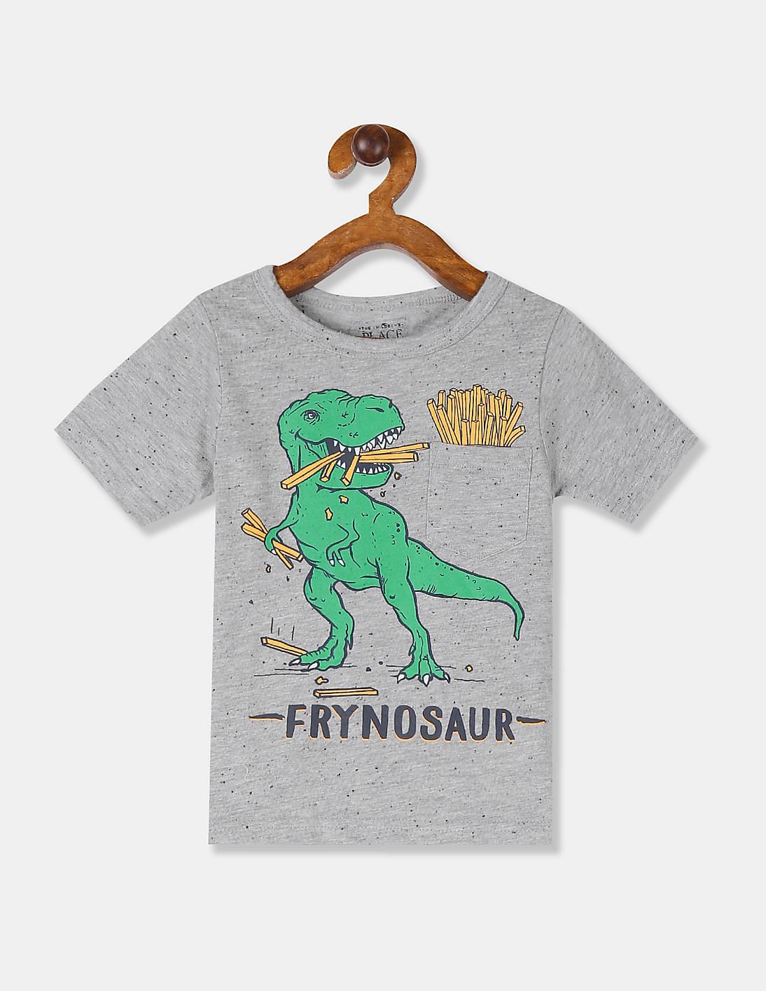 Buy The Children's Place Boys Grey Patch Pocket Dinosaur Graphic T ...