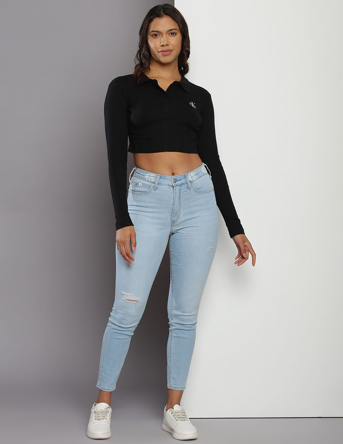 Buy Calvin Klein Logo Badge Long Sleeve Polo Shirt - NNNOW.com
