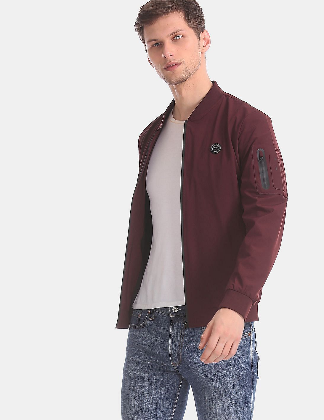 Buy Men Red Solid Bomber Jacket online at NNNOW.com