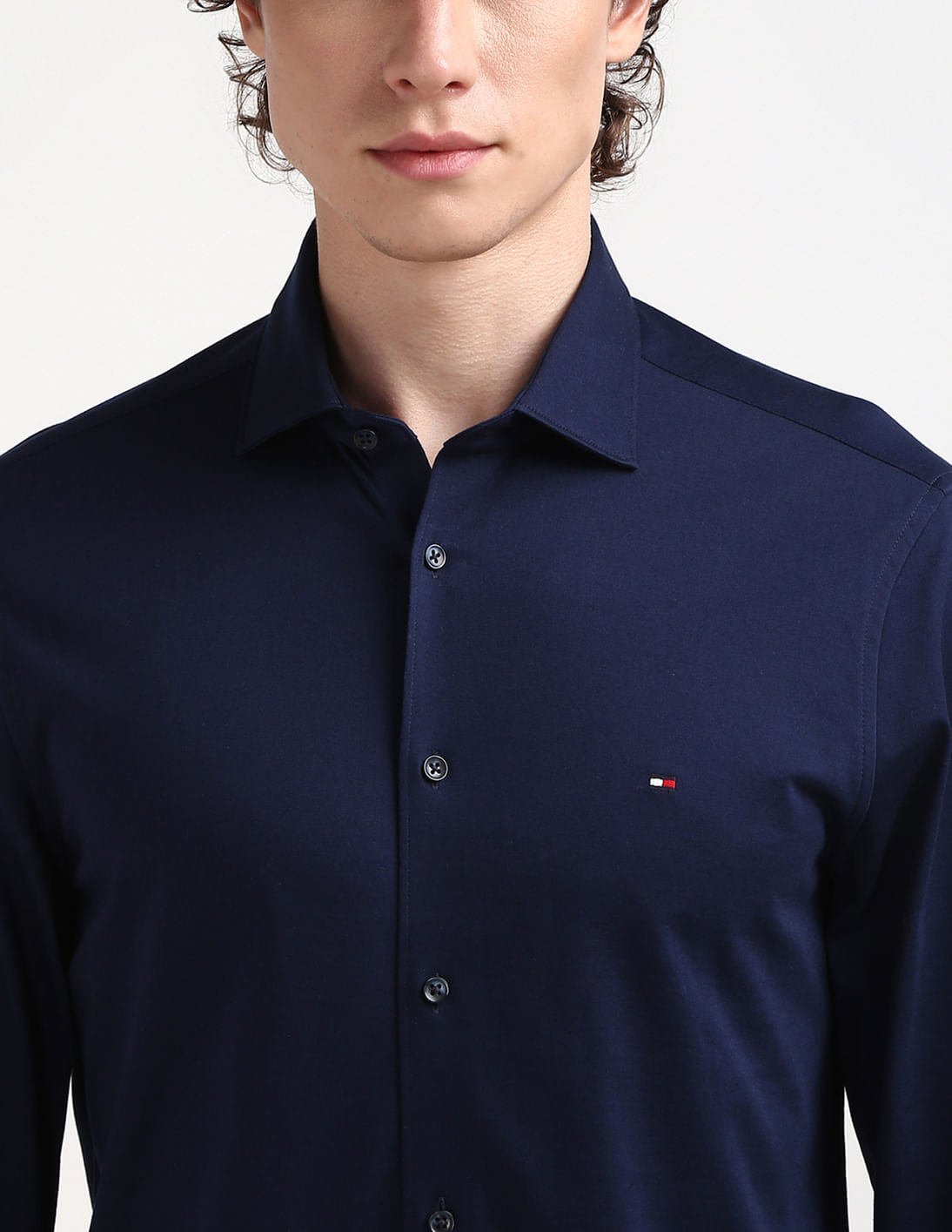 Buy Tommy Hilfiger Knitted Solid Slim Fit Shirt - NNNOW.com