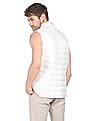 Flying Machine Stand Collar Sleeveless Solid Puffer Jacket