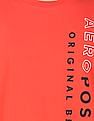 Aeropostale Men Orange Crew Neck Cotton Brand Print T-Shirt