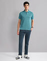 AD by Arvind Patterned Knit Slim Fit Polo Shirt