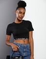 Calvin Klein Elasticised Branded Waist Cropped T-Shirt