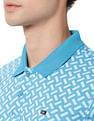 AD by Arvind Geometric Print Cotton Polo Shirt