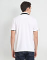 Arrow Sports Striped Collar Solid Pique Polo Shirt