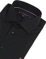 Tommy Hilfiger Men Black Mitered Cuff Solid Slim Fit Formal Shirt