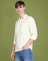 Flying Machine Solid Linen Shirt