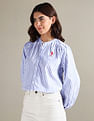 U.S. Polo Assn. Women Vertical Stripe Oxford Shirt