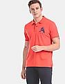 Aeropostale Men Red Brand Print Pique Polo Shirt