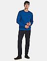 Arrow Sports Men Royal Ribbed Crew Neck Solid Sweatshirt