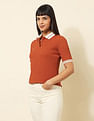 U.S. Polo Assn. Women Regular Fit Textured Polo Shirt