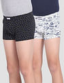 USPA Innerwear Boys Mid Rise Cotton Spandex OKT01 Trunks - Pack Of 2
