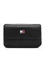 Tommy Hilfiger Solid Black Pu Sling Bag