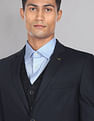 AD by Arvind Tailored Regular Fit Solid Twill Three Piece Suit