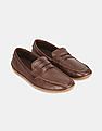 Cole Haan Men Dark Brown Textured Leather Grand Penny Loafers