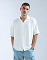 Flying Machine Oversized Fit Herringbone Cuban Shirt