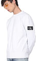 Calvin Klein Jeans Men White Crew Neck Monogram Sleeve Badge Sweatshirt