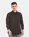 Tommy Hilfiger Men Black Allover Satin Windowpane Check Formal Shirt