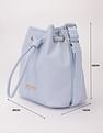 Tommy Hilfiger Solid Blue Pu Bucket Bag