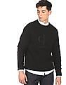 Calvin Klein Men Black Solid Ribbed Crew Neck Solid Sweater