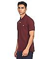 Aeropostale Men Maroon Cotton Solid Polo Shirt