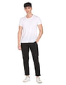 Flying Machine Mid Rise Solid Twill Weave Casual Trousers