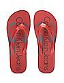 Calvin Klein Men Dark Red V-Strap Brand Print Slippers