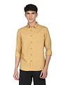 Flying Machine Herringbone Weave Geometric Print Shirt