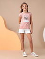 U.S. Polo Assn. Kids Girls Graphic Printed Regular Fit T-Shirt